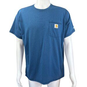 Carhartt Mens Relaxed Fit Force Pocket Tee Shirt Blue Short Sleeve Large